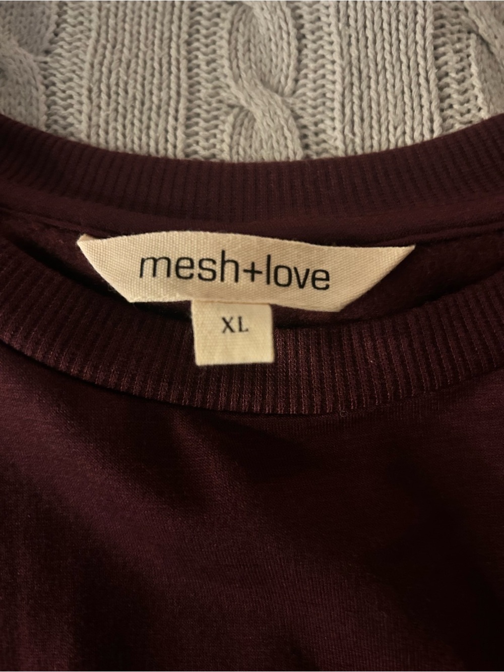 Women’s Burgundy Crewneck Sweatshirt with Gold Floral Accents - Picture 3 of 3